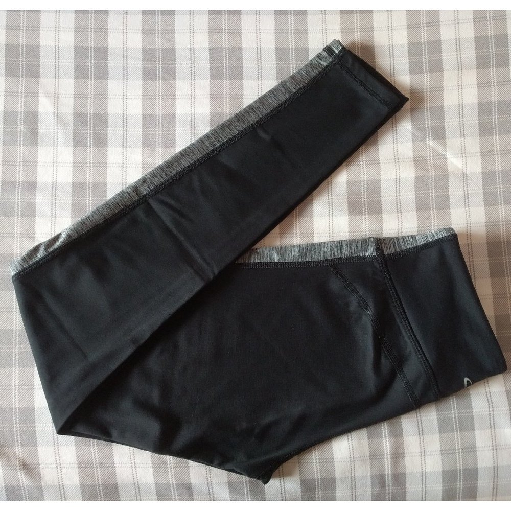 Champion Duo Dry Striped Panel Leggings (Black & Grey Size Small)